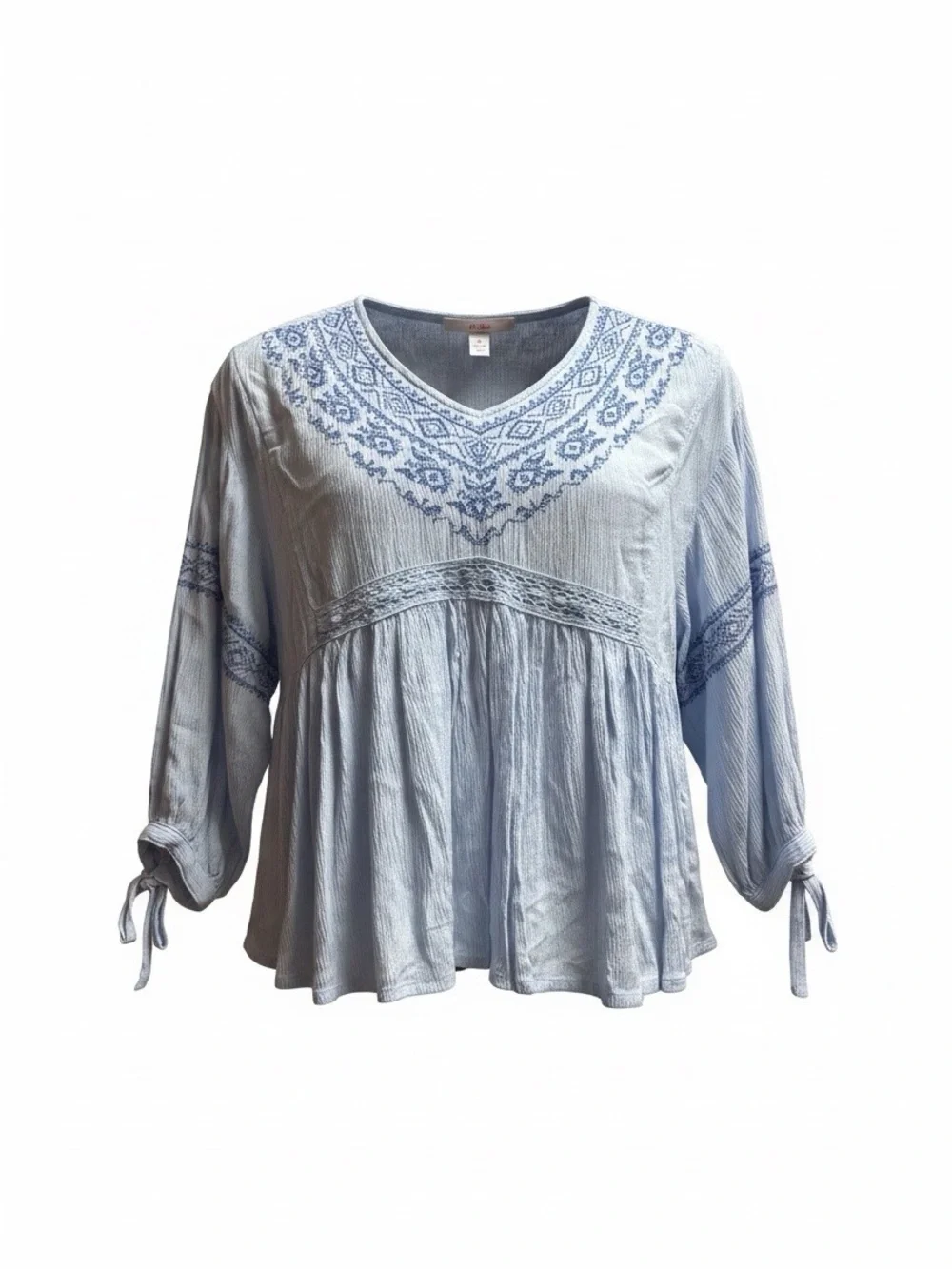 Justice Light Blue Embroidered V-Neck Tunic